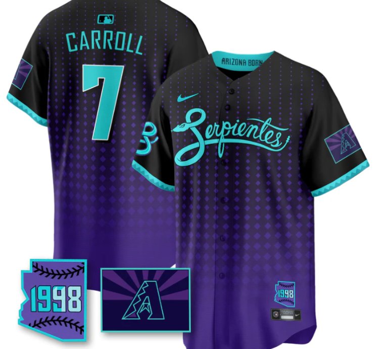 Corbin Carroll Jersey 7 Arizona Diamondbacks Serpientes City Connect Stitched Black Purple