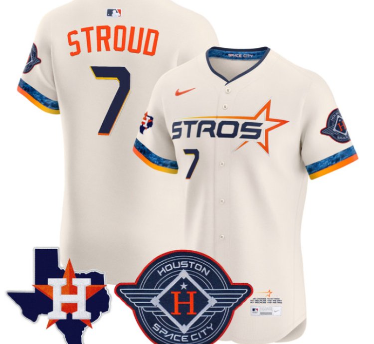 Cj Stroud Jersey 7 Houston Astros 2025 City Connect Texas Patch Premier Elite Stitched Cream