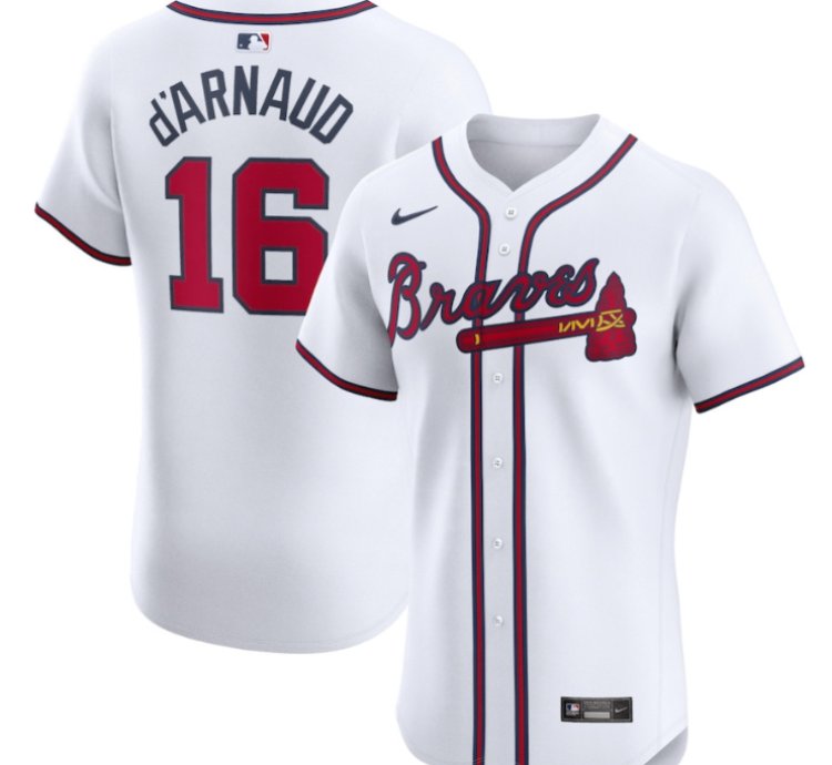 Travis Darnaud 16 Atlanta Braves Home Elite Player Men Jersey - White