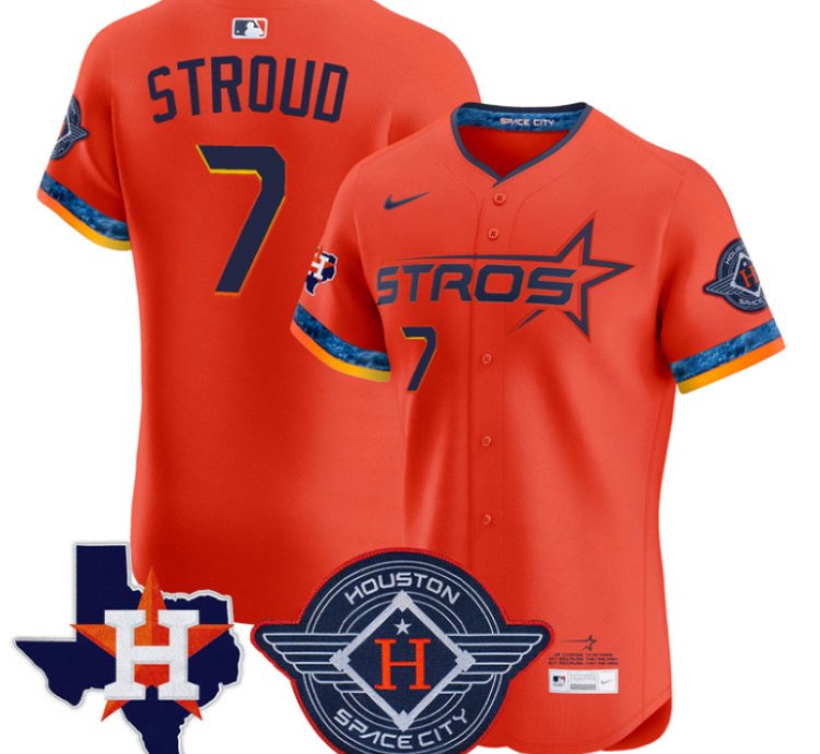 Cj Stroud Jersey 7 Houston Astros 2025 City Connect Texas Patch Premier Elite Stitched Orange