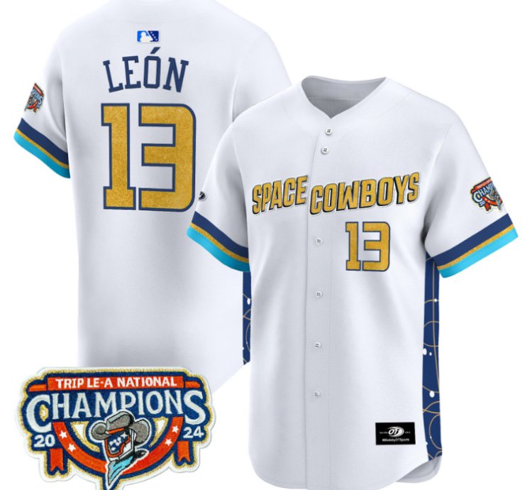Pedro León Jersey 13 Sugar Land Space Cowboys Championship Patch Vapor Premier Limited Stitched
