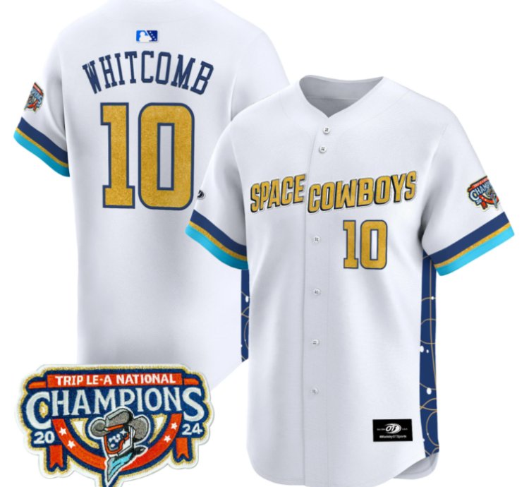 Shay Whitcomb Jersey 10 Sugar Land Space Cowboys Championship Patch Vapor Premier Limited Stitched