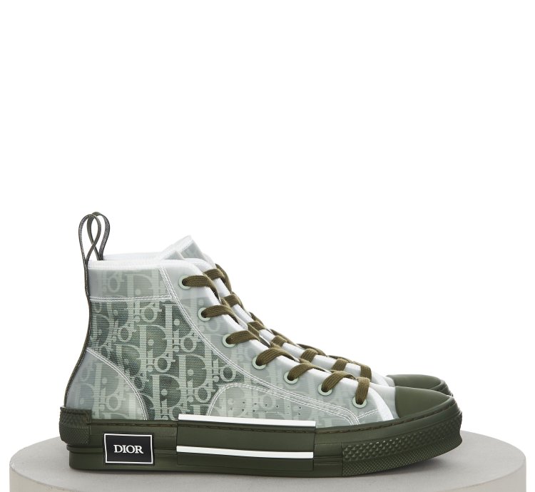 B23 High-top Sneaker In Olive Dior Oblique Canvas