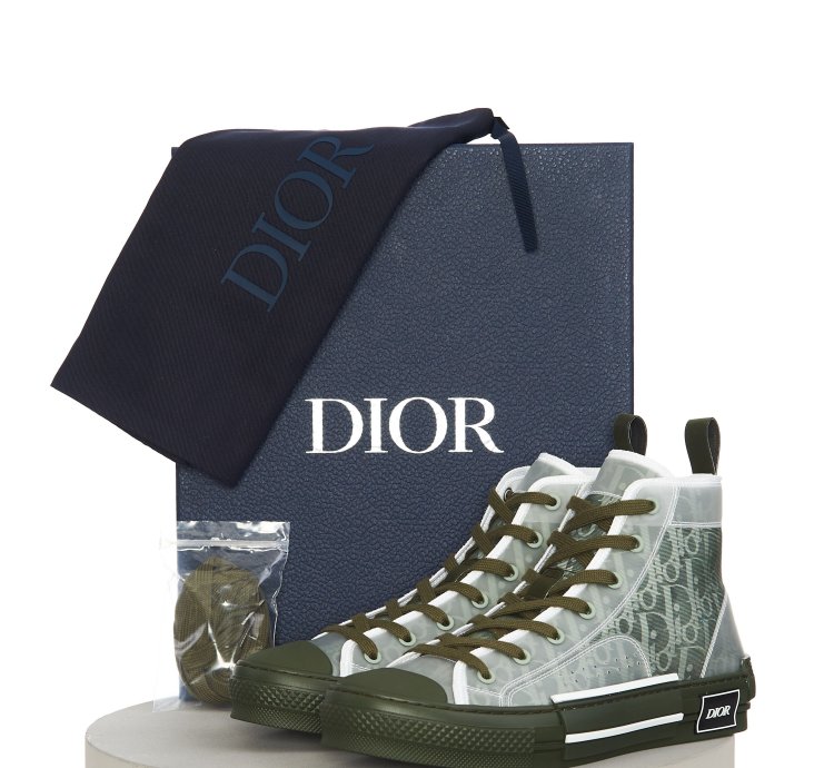 B23 High-top Sneaker In Olive Dior Oblique Canvas
