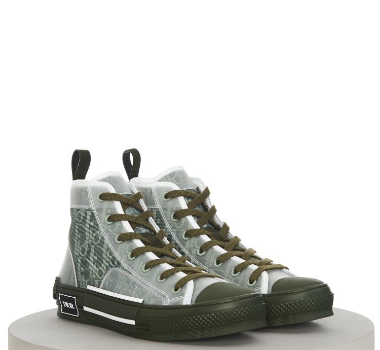 B23 High-top Sneaker In Olive Dior Oblique Canvas
