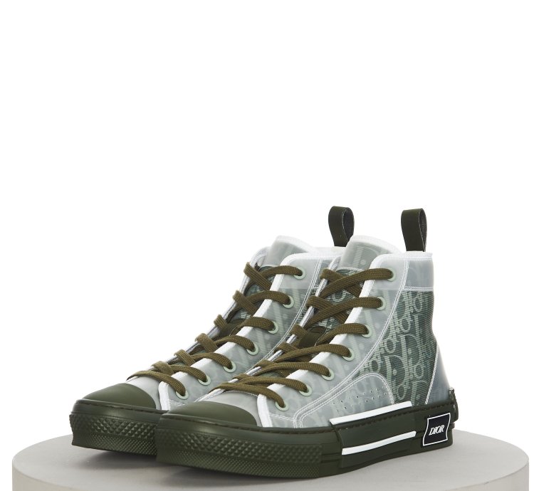 B23 High-top Sneaker In Olive Dior Oblique Canvas