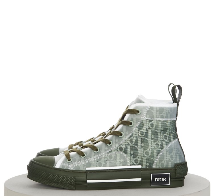 B23 High-top Sneaker In Olive Dior Oblique Canvas