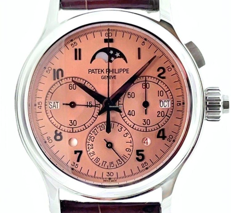 Patek Philippe 38 3mm Perpetual Calendar Split-seconds Monopusher Salmon Dial Platinum