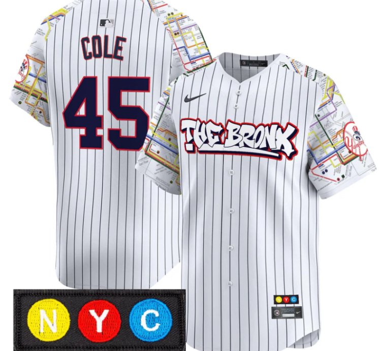Gerrit Cole Jersey 45 New York Yankees The Bronx Subway Style Premier Stitched Pinstripe