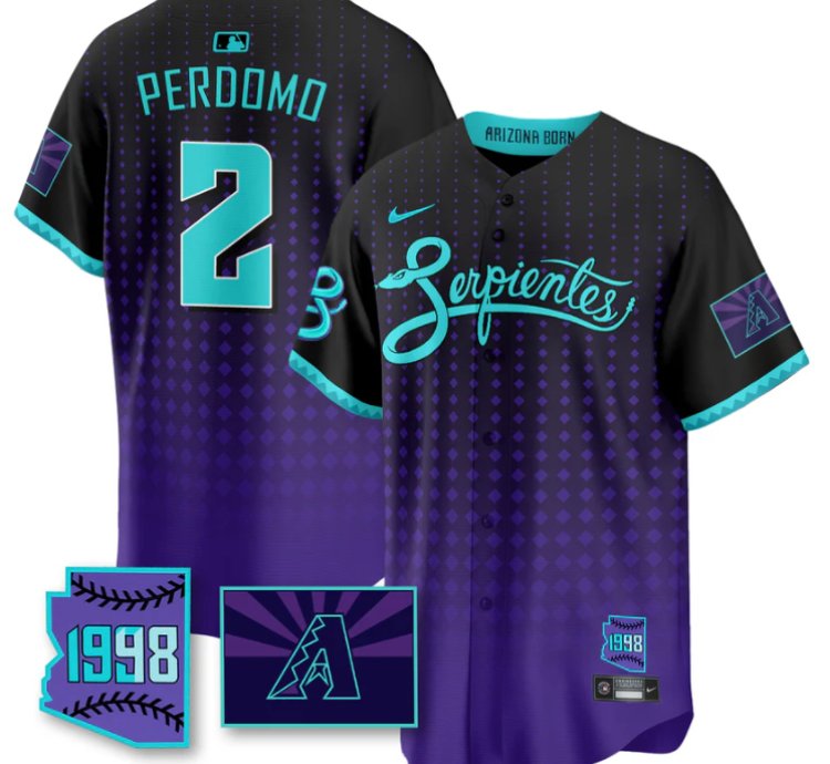 Geraldo Perdomo Jersey 2 Arizona Diamondbacks Serpientes City Connect Stitched Black Purple