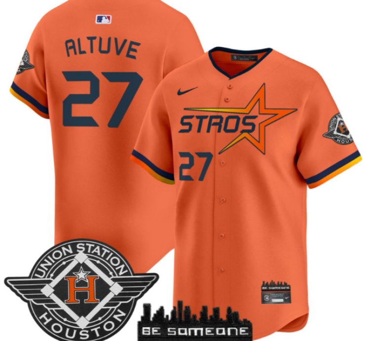 Jose Altuve Jersey 27 Houston Astros 2025 City Connect Orange All Stitched