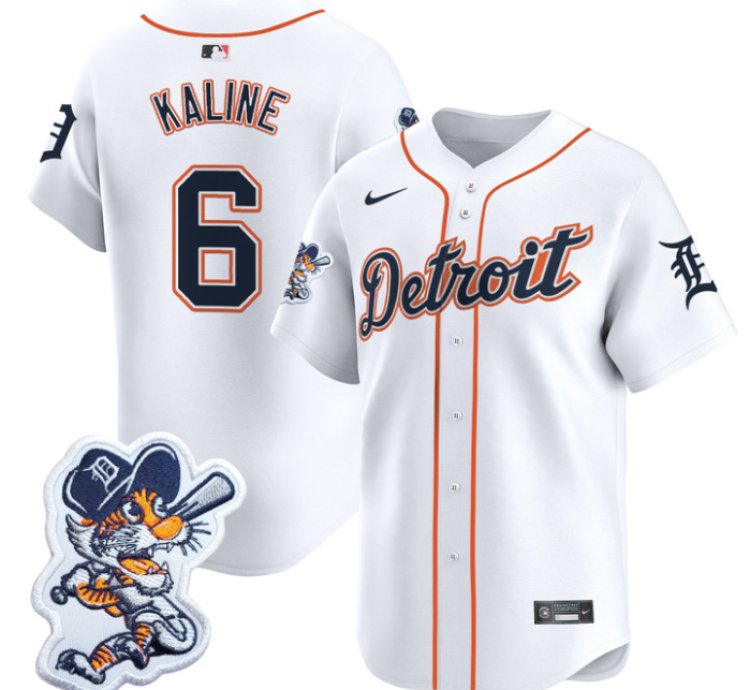 Al Kaline Jersey 6 Detroit Tigers Paws Patch Vapor Premier Limited Stitched White