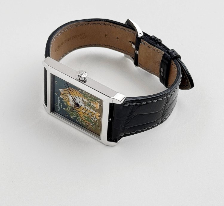 Patek Philippe 5076 100p-013 Platinum Cloisonn Enamel Tiger Dial Rare 2013