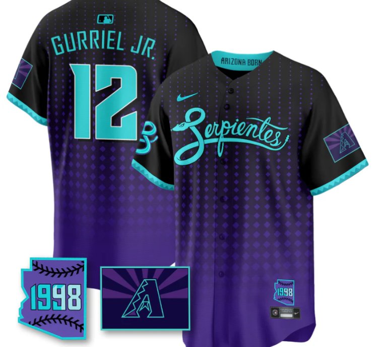 Lourdes Gurriel Jr Jersey 12 Arizona Diamondbacks Serpientes City Connect Stitched Black Purple