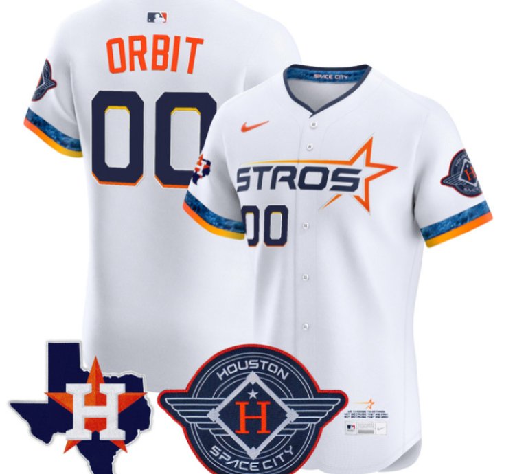 Orbit Jersey 00 Houston Astros 2025 City Connect Texas Patch Premier Elite Stitched White