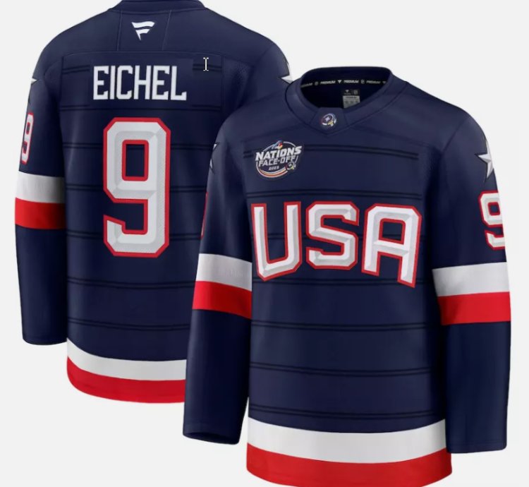 Mens Jack Eichel Jersey 9 Usa Navy 2025 4 Nations Face-off Stitched