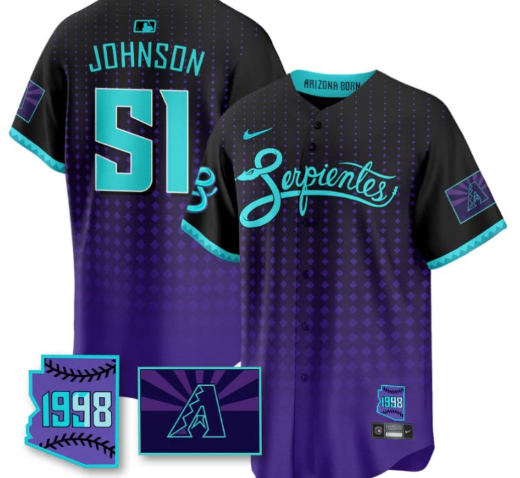 Randy Johnson Jersey 51 Arizona Diamondbacks Serpientes City Connect Stitched Black Purple