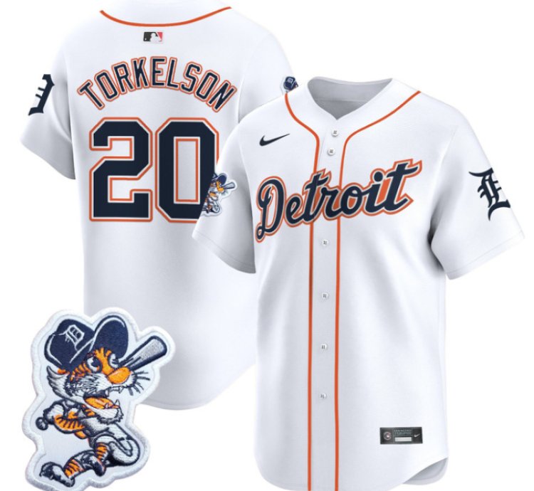 Spencer Torkelson Jersey 20 Detroit Tigers Paws Patch Vapor Premier Limited Stitched White