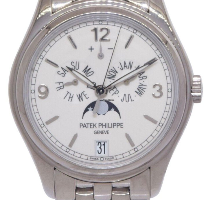 Patek Philippe Annual Calendar 18k White Gold Moon Phase 39mm Watch 5146 1g