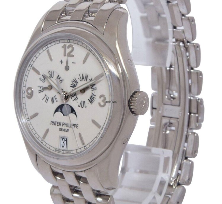 Patek Philippe Annual Calendar 18k White Gold Moon Phase 39mm Watch 5146 1g