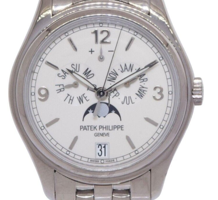 Patek Philippe Annual Calendar 18k White Gold Moon Phase 39mm Watch 5146 1g