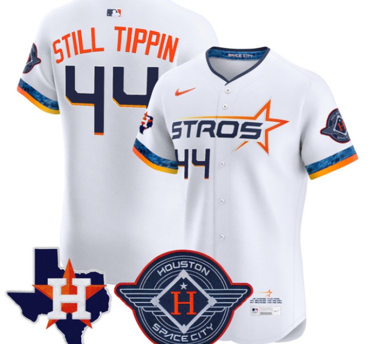 Still Tippin Jersey 44 Houston Astros 2025 City Connect Texas Patch Premier Elite Stitched White