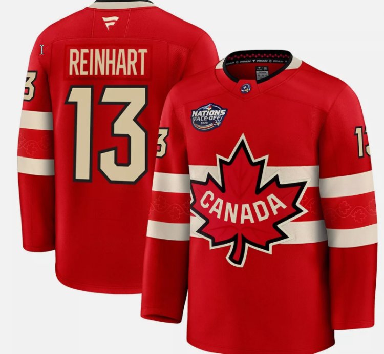 Mens Sam Reinhart Jersey 13 Red 2025 4 Nations Face-off Stitched