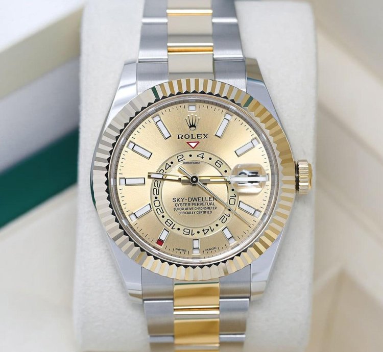 Rolex Sky-dweller Champagne 326933 Unworn Stainless Steel And Yellow Gold Watch