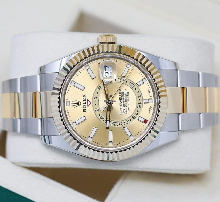 Rolex Sky-dweller Champagne 326933 Unworn Stainless Steel And Yellow Gold Watch