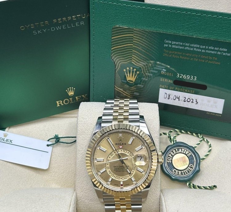 Rolex Sky-dweller Champagne Dial 326933 Jubilee Bracelet New