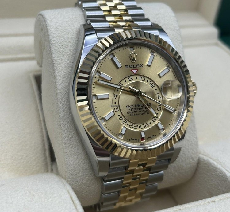 Rolex Sky-dweller Champagne Dial 326933 Jubilee Bracelet New