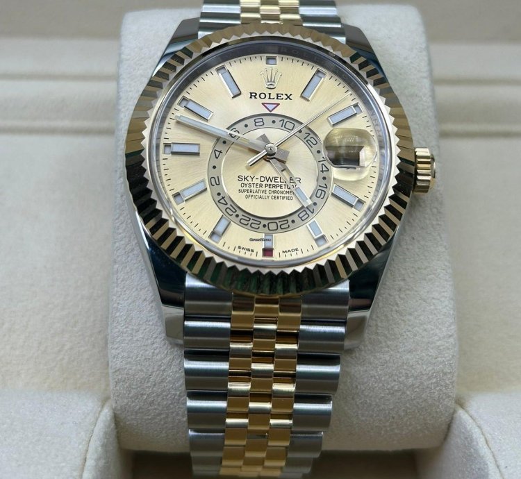 Rolex Sky-dweller Champagne Dial 326933 Jubilee Bracelet New