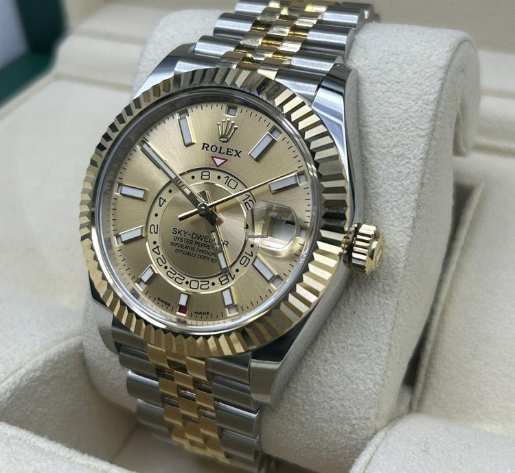 Rolex Sky-dweller Champagne Dial 326933 Jubilee Bracelet New