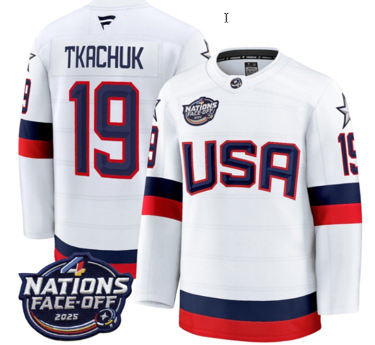 Mens Matthew Tkachuk Jersey 19 Usa White 2025 4 Nations Face-off Stitched