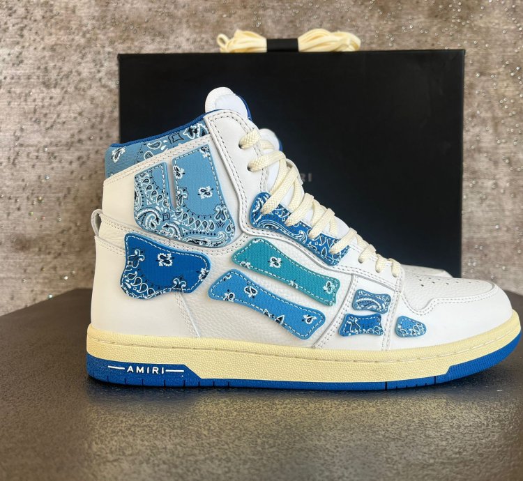 Bandana High Top Skeleton Sneakers In Blue White