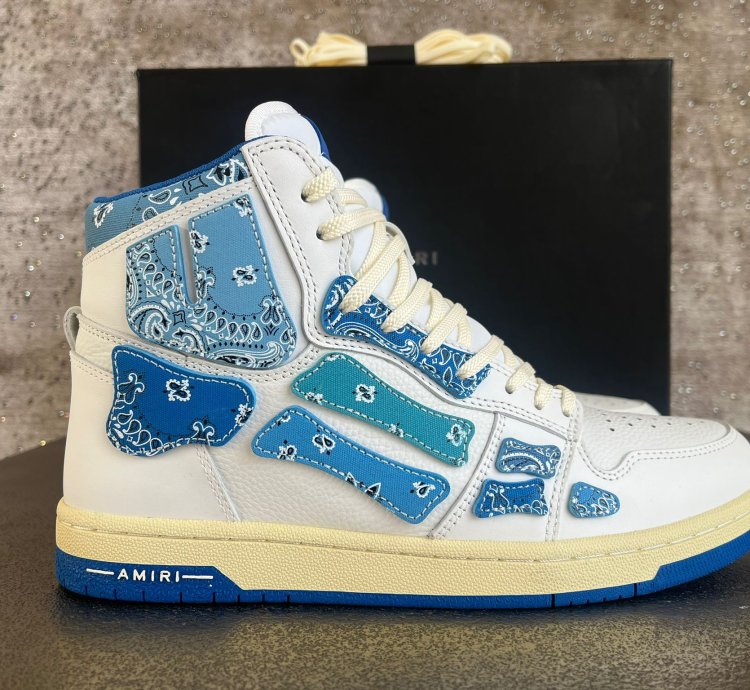 Bandana High Top Skeleton Sneakers In Blue White