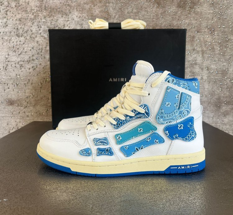 Bandana High Top Skeleton Sneakers In Blue White