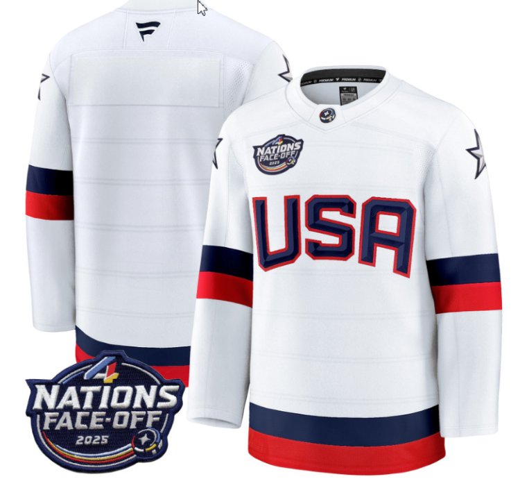 Mens Team Jersey Usa White 2025 4 Nations Face-off Stitched
