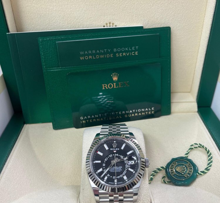 Rolex Sky-dweller Fluted Bezel Black Index Dial Jubilee Bracelet 336934