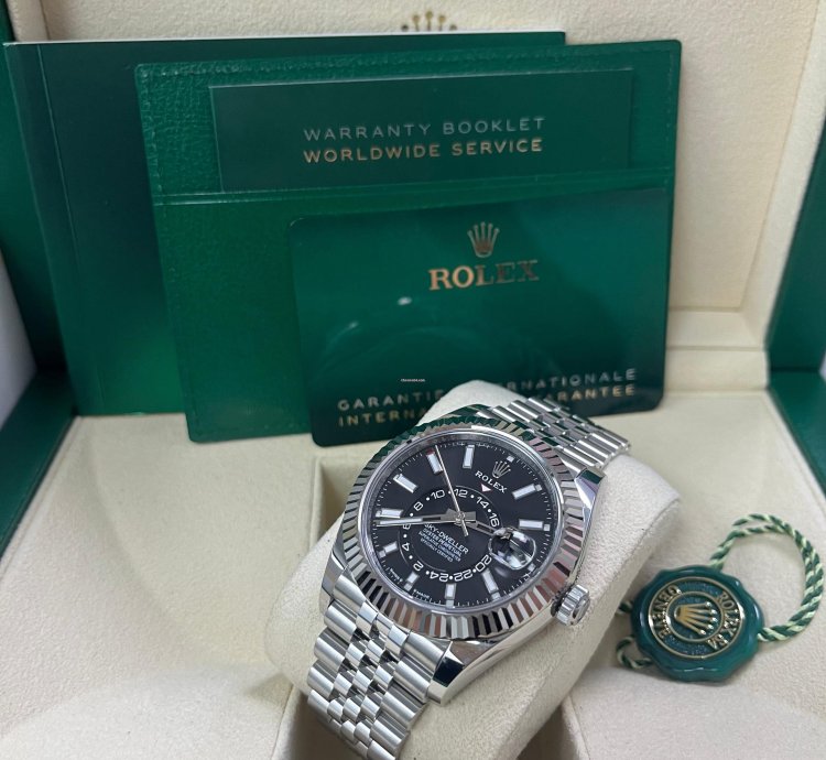 Rolex Sky-dweller Fluted Bezel Black Index Dial Jubilee Bracelet 336934