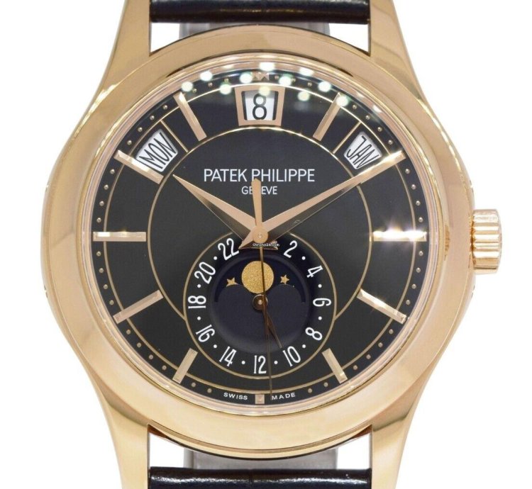 Patek Philippe Annual Calendar 5205 18k Rose Gold Black Dial Watch 13 5205r