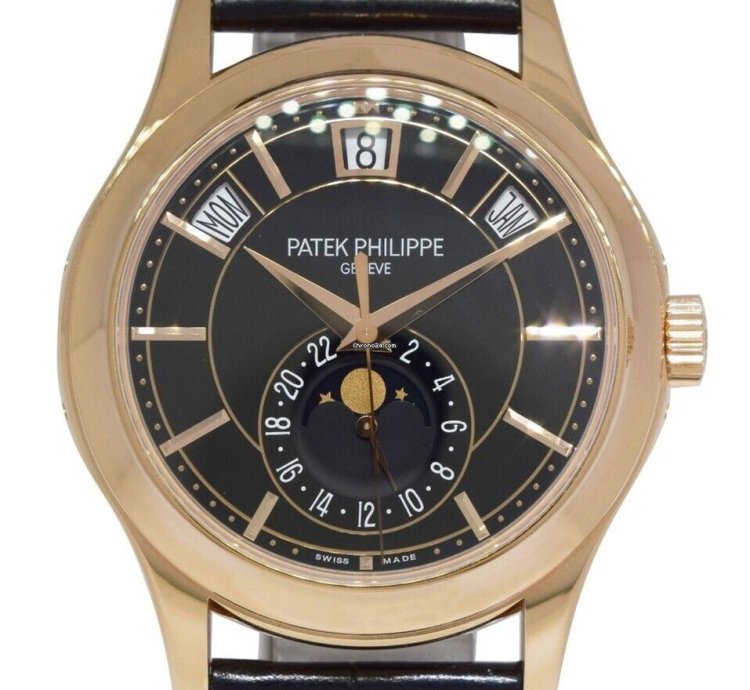 Patek Philippe Annual Calendar 5205 18k Rose Gold Black Dial Watch 13 5205r