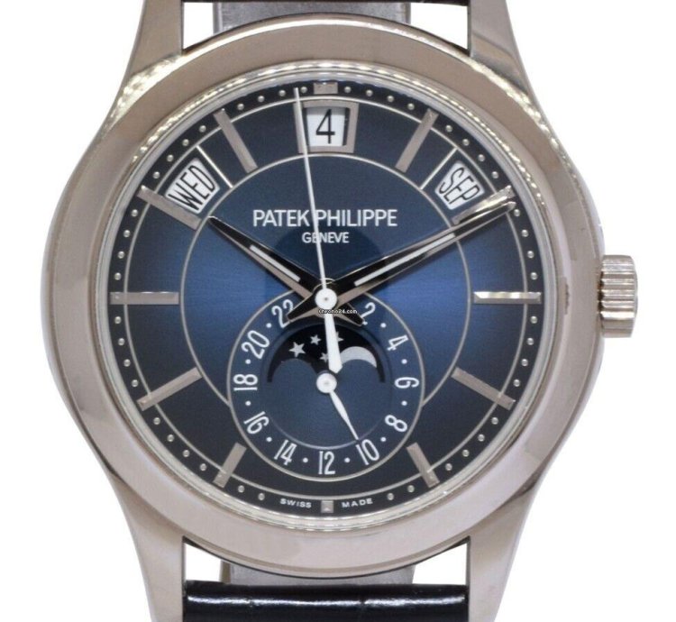 Patek Philippe Annual Calendar 5205 18k White Gold Blue Dial Watch 22 5205g