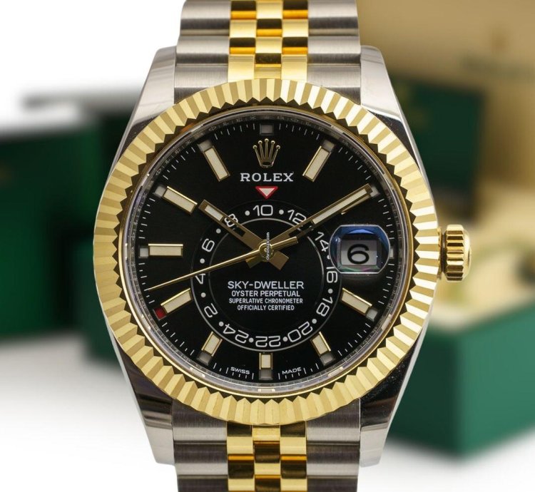 Rolex Sky-dweller Full Set - Sky Dweller 326933 Steel Gold Black Dial Jubilee 2023 42 Mm New Watch