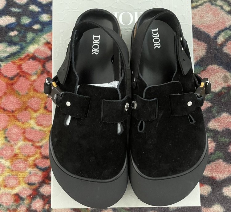 Black Dior Birkenstock Tokio Mule