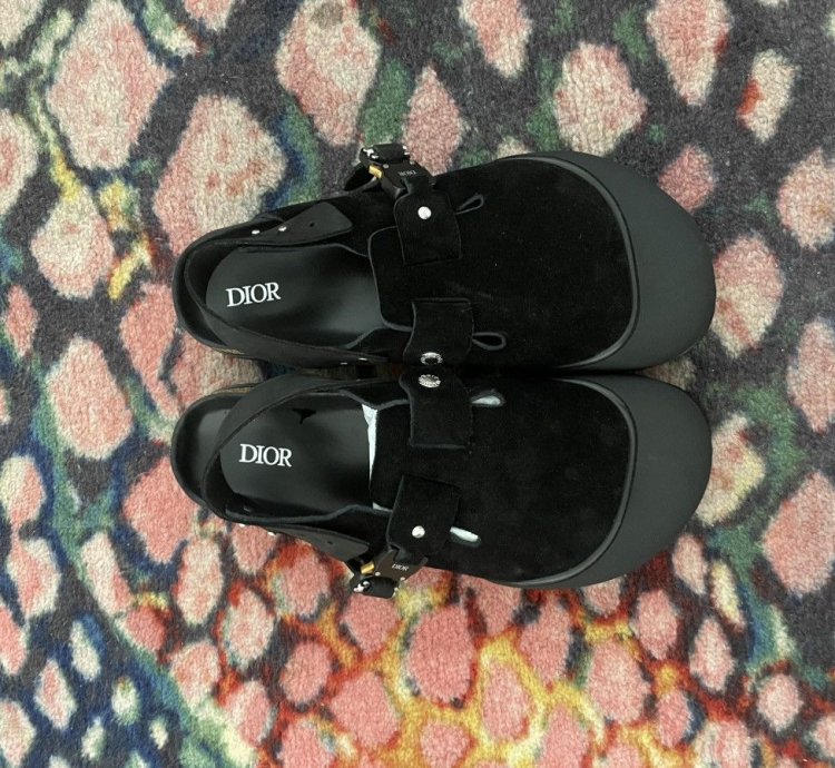 Black Dior Birkenstock Tokio Mule