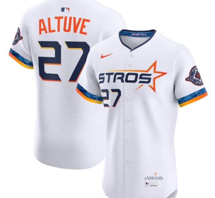 Jose Altuve 27 Houston Astros 2025 City Connect Elite Player Men Jersey - White