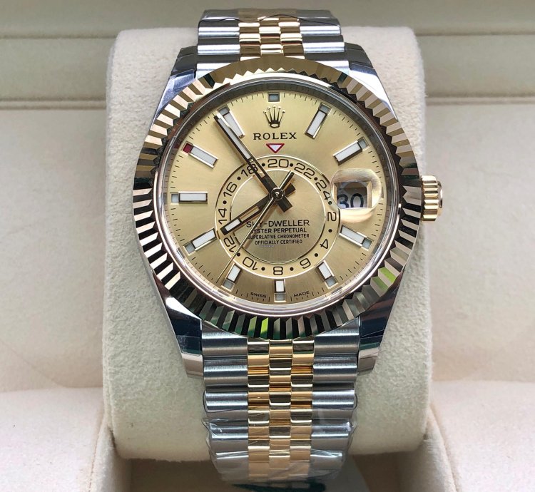 Rolex Sky-dweller Gold Champagne Dial Jubilee