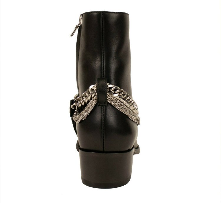 Black Leather Chain Boot Size 45
