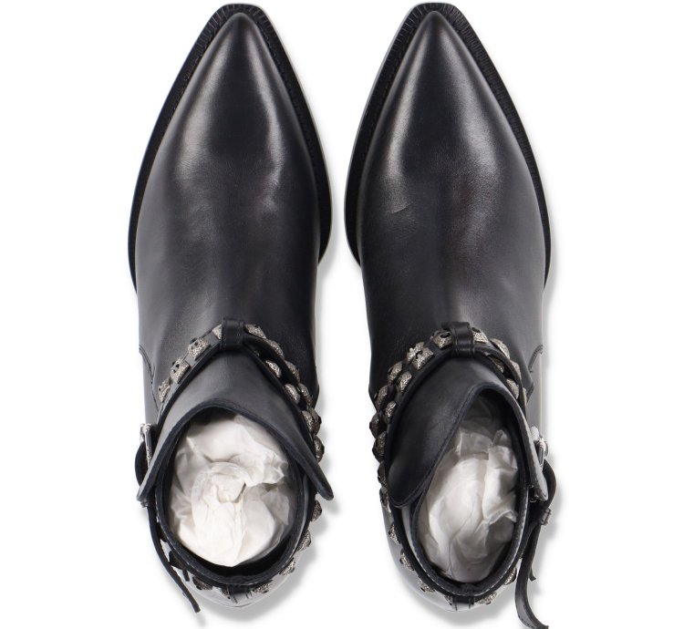 Black Leather Studded Conch Jodhpur Boots